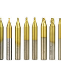 8-piece set of 6mm Shank Key Cutting Milling Cutter For Vertical Key Machines Great For Plastics PCBs And Metal Work Built Tough