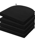 Outdoor Chair Cushions Set Of 4 Black 17x16x2 Inches Water Resistant With Ties stacked view