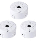 Universal Security Camera Junction Box Plastic Cable Management Box 3-Pack Fits Most Cameras Up To 4.3 Inches Dome Turret And Bullet Styles, Keeps Wires Neat And Protected For Indoor Or Outdoor Installations, white plastic three-pack