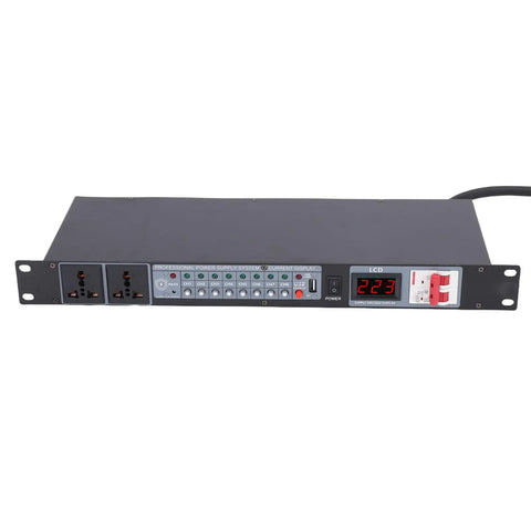 Smooth Sailing Ahead With This 10 Outlet Power Sequencer Conditioner, 1U rackmount, metal build, LCD voltage display, 10 slots.