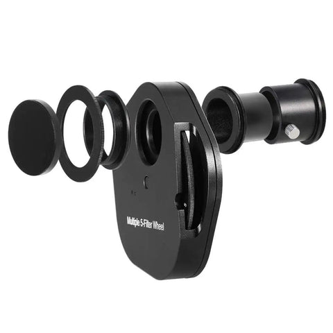 5-Position Eyepiece Filter Wheel For Astronomy Telescopes Aluminum Housing Quick-Change 5 Filters Fits 25 Inch And 2 Inch Eyepieces