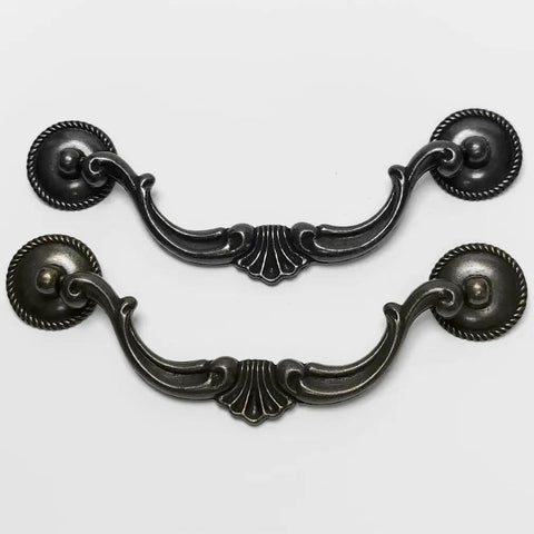 Vintage Drop Bail Cabinet Pulls 5.5 Inch 140mm Dresser Drawer Handles in Antique Bronze and Dark Antique Black Finishes