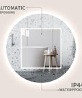 Slick Round 28 Inch LED Bathroom Mirror With Motion Sensor Dimmable Lights Anti Fog IP44 Waterproof Wall Mounted Vanity Mirror