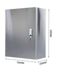 304 Stainless Steel Weatherproof Junction Box Enclosure For Solar PV, Power Distribution And Pool Projects, Built To Last Heavy Duty Universal Project Box With Lock, Rust Resistant Control Box, 600x500x250 mm front view with key lock