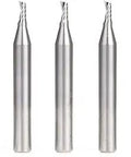 5 Pack CNC Spiral O Single Flute Aluminum Router Bits One Eighth Inch Diameter One Quarter Inch Shank Two Inch Long Pro Grade Up Cut With Mirror Finish For Precision Woodworking And Aluminum Cutting displayed in a row