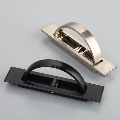 Black and silver Zinc Alloy Cabinet Door Pull Handle With Rotatable Hidden Ring For Wardrobe And Drawers Brushed Finish Cupboard