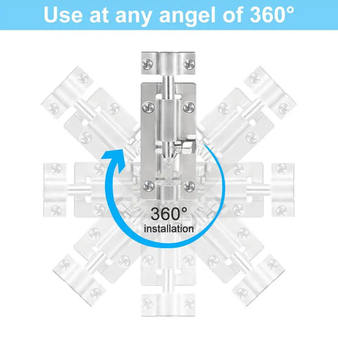 Built To Last Heavy Duty 2 Pack Barrel Bolt Latch Set, 3 Inch Sliding Lock for Doors, 360 degree installation view