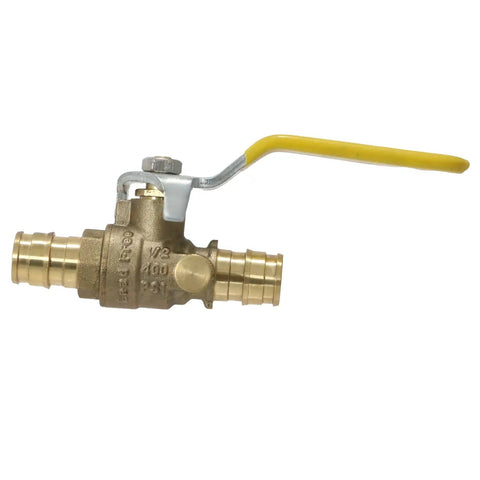Half Inch Pex A Ball Valve With Drain For Expansion F1960 Systems, Potable Water And Hydronic Heating, 400 PSI, brass body