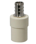 Ten Piece Brass PEX To CPVC Transition Coupling Set One Half Inch Crimp Fittings close-up view showing brass and CPVC components