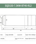 Badass Round Water Cooled Spindle Motor With Killer Cooling And Hella Durable Metal Body No Sweat Overheating For Rip Thru Wood Or Metal On Your Cnc Router Or Milling Machine At 7 Point 5 Kw 220 Volt Operation schematic with dimensions and specs.