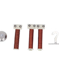 Electromagnet Experiment Kit for Physics Classrooms and Labs components with helical coil, copper coil, steel bell, and metal hook.