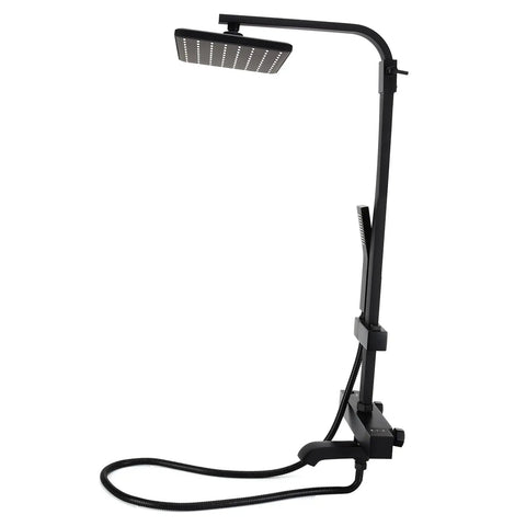 SASKATE Shower System with Thermostatic Mixer, High Pressure Rain Shower in sleek black design with overhead rain shower head.