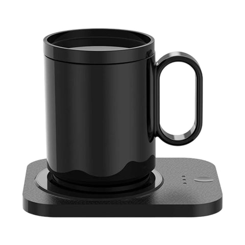 Keep Your Daily Java Piping Hot On Autopilot With This Electric Coffee Mug Warmer Featuring 3 Custom Heat Levels And A Roomy 43oz Ceramic Cup For Desk, black ceramic mug.