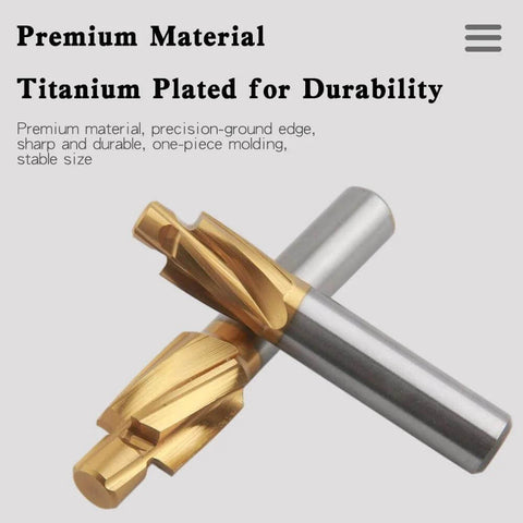 FanMeqi HSS-M2 TiN-coated counterbore end mills, 4-flute, two pieces with gold cutting edges and silver shanks