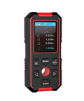 Straight Shooting 3 In 1 Stud Finder And Wall Scanner With Laser Tape Measure Quick AC Wire Metal Pipe Locator Bright screen showing measurements.