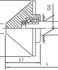 Technical diagram of Beefy Bull Nose Center For Lathe MT3 Morse Taper 63.5mm Diameter High Precision 0.0005 Tolerance Quenched SUJ2 Head Center.