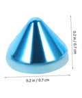 Close-up of blue metal cone rivet stud, 0.2 in diameter for DIY bags, clothing, shoes