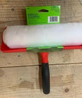 Nine Inch Paint Roller With Integrated Anti Splatter Shield And Heavy Duty Rubber Grip For No Sweat Wall Painting Plus Threaded Socket Attaches To Standard Poles Slick Smooth Coat Reusable Nap Cover Pack Of Ten on display.