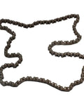 Premium Motorcycle Cam Timing Small Roller Chain 94582-H8136 Replacement For Yamaha YP400 YP400R CP250 Maxam YP250G Majesty close-up view of steel chain.