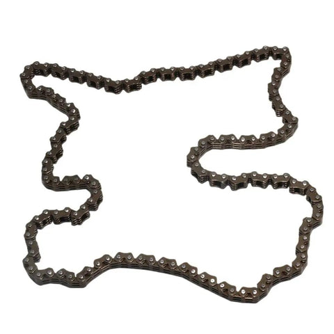 Premium Motorcycle Cam Timing Small Roller Chain 94582-H8136 Replacement For Yamaha YP400 YP400R CP250 Maxam YP250G Majesty close-up view of steel chain.