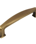 Brushed Antique Brass Cabinet Hardware Handle Pull For Kitchen And Bathroom Cabinets 4 Inch Length top view