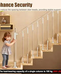 28 Pc Clear Acrylic Safety Rails For Outdoor Steps And Decks, Weatherproof Stair Balusters With A No Sweat Install, Straightup Durable Guards That Really Kick Up Your Patio Vibe, child near clear acrylic stair rails.