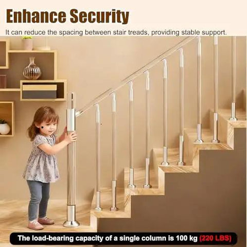 28 Pc Clear Acrylic Safety Rails For Outdoor Steps And Decks, Weatherproof Stair Balusters With A No Sweat Install, Straightup Durable Guards That Really Kick Up Your Patio Vibe, child near clear acrylic stair rails.