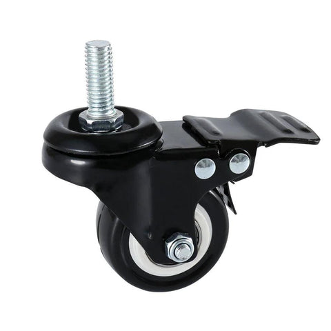 1.5-inch swivel stem caster with polyurethane wheel, 3/8-16 thread, black metal housing