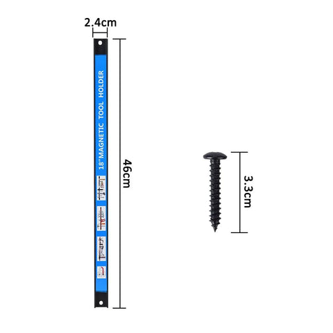 Eight Pack 18 Inch Magnetic Tool Holder Set With Wall Mount Brackets And S Hooks Heavy Duty Tool Bar Rack For Wrenches Screwdrivers Spanners Blue