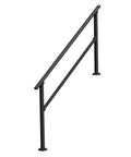 Five Step Outdoor Stair Hand Rail Kit for Concrete Steps and Porches, Heavy Duty Carbon Steel Rails With Installation Kit, Black