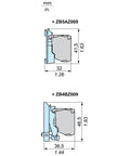 Technical drawing of Harmony XB4 Single Contact Block dimensions for industrial machines and control panels.