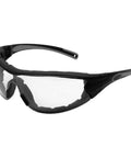 Swap On Wraparound Hybrid Eye Safety Glasses And Goggles With Clear Anti Fog Lens, Black Frame, Foam Edge, Venting Channels
