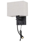 Plug In Black Wall Sconce With USB Port For Charging, Bedside Reading Lamp In Farmhouse Style, LED Wall Light With On Off Switch