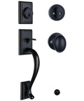 Matte Black Front Door Handle Set With Deadbolt And Keyed Entry For Exterior Doors, Reversible For Left Or Right Handed