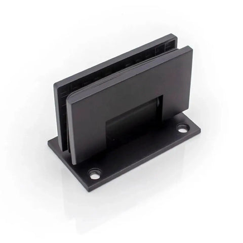 Black 304 stainless steel hinge clip for shower enclosures, solid precision cast, 90 degree T shape, shiny finish, durable and easy to install
