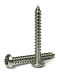 Rock Solid 18-8 Stainless Steel Security Screws With T-25 Torx Drive And Safety Pin Design For Tamper Resistant Button Head Sheet Metal Fasteners 25 Pack showing two screws with distinct button heads.