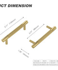 Solid Brass Cabinet Pulls 4 Pack 3 3/4 Inch Brushed Gold Modern Drawer Handles dimensions with 96mm hole centers