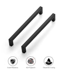 Eight Inch Square Cabinet Handles Matte Black Pulls For Kitchen Drawers And Cabinets Set Of Eighteen with scratch resistance