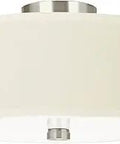 Dayna Two Light Shade Pendant Fixtures Flush Mount Or Convertible Semi Flush With White Acrylic Diffuser And Faux Silk Fabric Shade