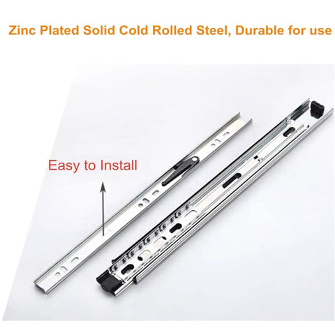 Heavy Duty 16 Inch Drawer Slides Set With 3 Section Full Extension Ball Bearing Side Mount 100 Lb Capacity Zinc Plated Steel Includes 5 Pairs For Kitchen Cabinets And Workshop Drawers