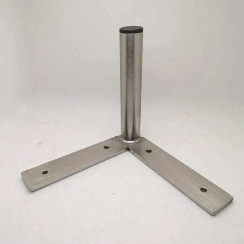 Heavy Hitters Stainless Steel Furniture Legs 8 Piece Metal Foot Set With Non Slip Padded Bottoms Sweet Silver showing a single leg with angled base.