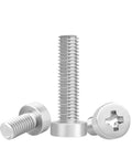 Premium 304 Stainless Steel Cheese Head Cross Recessed Screws M6 M8 Thin Low Head Machine Bolts, 55mm length, silver finish.