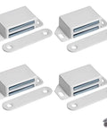 Heavy Duty Magnetic Door Catch With 30Lb Pull Force, Stainless Steel Housing, White Finish, 2.1 Inch, 4 Pack