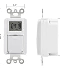 In Wall Timer Switch for Lights and Fans, 7 Day Programmable Digital Timer with 7 On Off Settings, side and front view