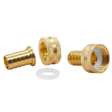 4 Pack 3/4 Inch Barb To 3/4 Inch Female GHT Brass Garden Hose Repair Kit With Stainless Clamp Durable Corrosion Resistant Fittings