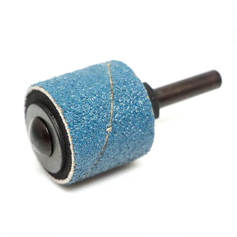 Solid Workhorse One Inch Rubber Expanding Drum Sander With One Quarter Inch Mandrel Rotary Sanding Attachment Fits Drill And Die Grinder Smashes Through Rust Fast And Leaves A Killer Polish, blue sanding drum with mandrel.