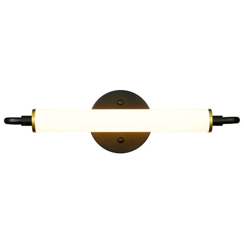 16.5 Inch LED Vanity Light Bar Over Mirror In Black And Gold, 18W 3000K Warm White, wall-mounted modern sconce