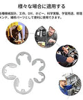 120Pcs 304 Stainless Steel E Clip Retaining Snap Ring Circlip Kit 1.5 To 10 Mm With Labeled Storage Box Built Tough For Outdoor Use And Humidity Resistance, Quick Grab And Easy Install For Shaft Grooves In Industrial Machines, showing five circlips and various usage scenarios.