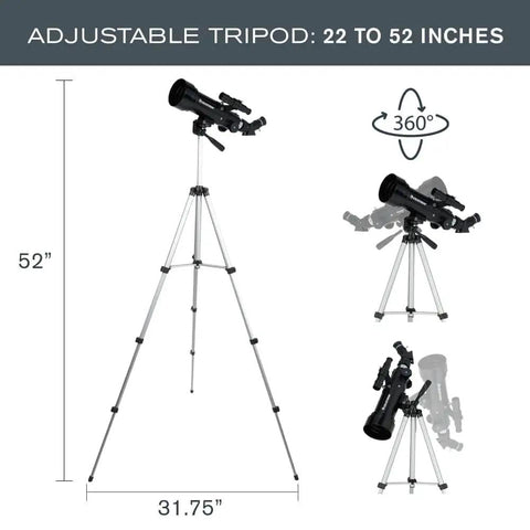 Travel Scope 70mm Beginner Portable Telescope With Backpack For Easy Stargazing On The Go, 70mm telescope on adjustable tripod