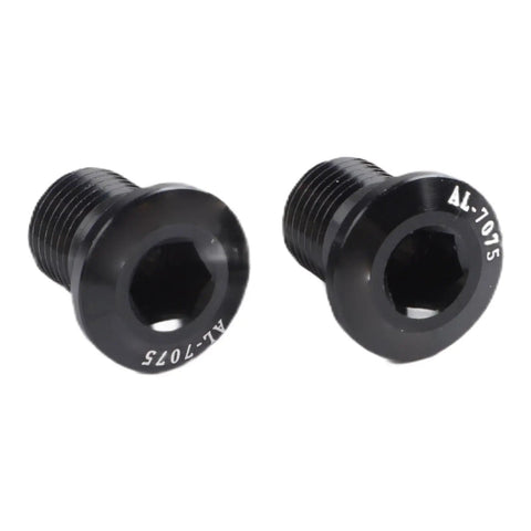 2 Pack M10xP10 Bolts for Bike Rear Derailleur Hanger, Aluminum Alloy Mounting Screws, Black 15mm Length, Close-up View